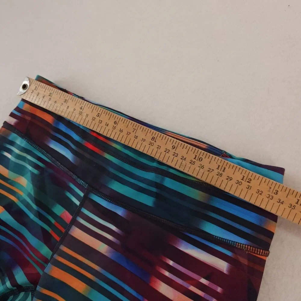 Athleta Womens Multicolor Striped Capri Leggings Size Small Tall Crop Zip Pocket - Picture 3 of 9